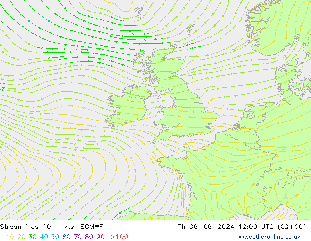 Stroomlijn 10m ECMWF do 06.06.2024 12 UTC