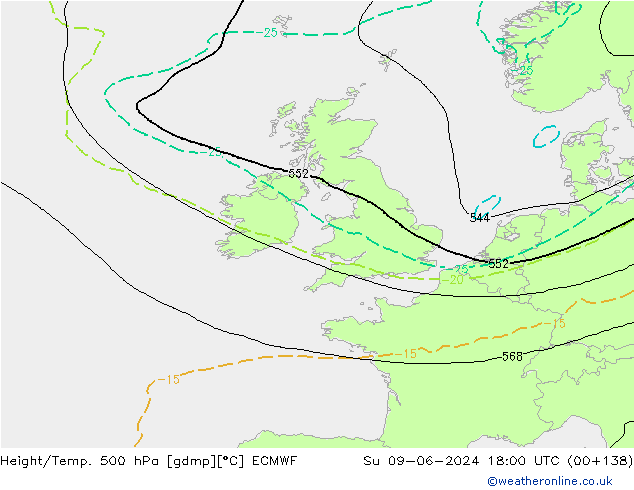 Z500/Rain (+SLP)/Z850 ECMWF nie. 09.06.2024 18 UTC