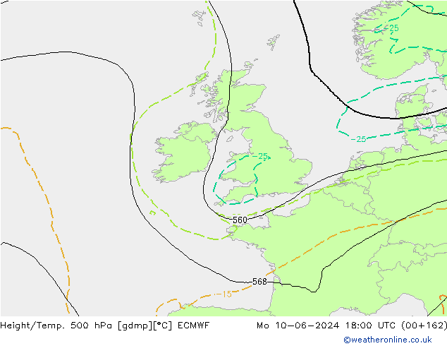 Z500/Rain (+SLP)/Z850 ECMWF lun 10.06.2024 18 UTC