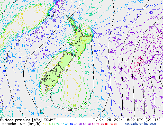 Isotachs (kph) ECMWF Tu 04.06.2024 15 UTC