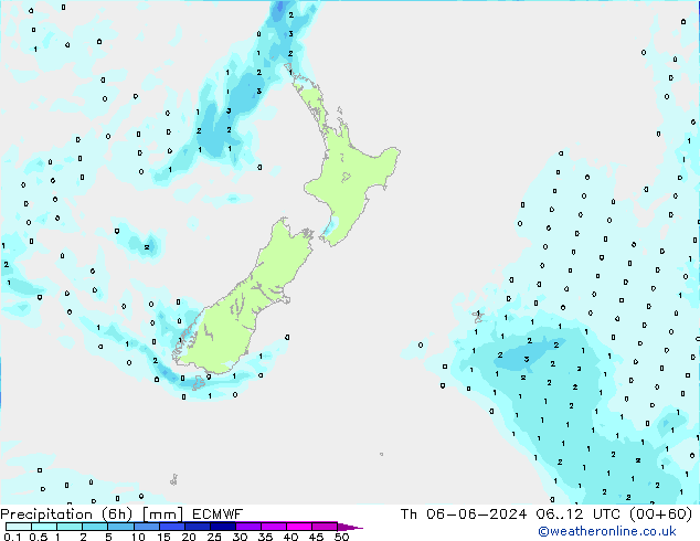 Z500/Rain (+SLP)/Z850 ECMWF Čt 06.06.2024 12 UTC