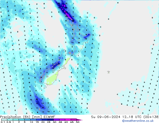 Z500/Rain (+SLP)/Z850 ECMWF Dom 09.06.2024 18 UTC