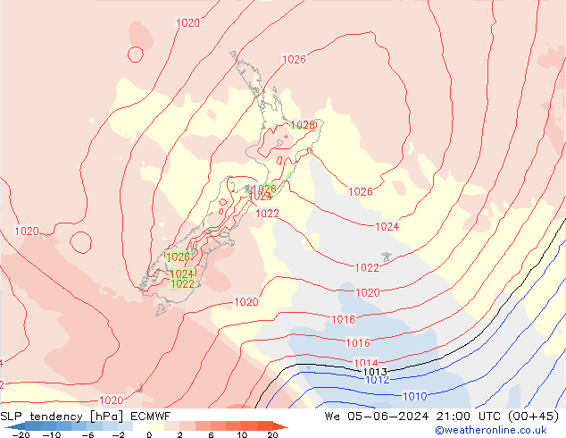 SLP tendency ECMWF We 05.06.2024 21 UTC