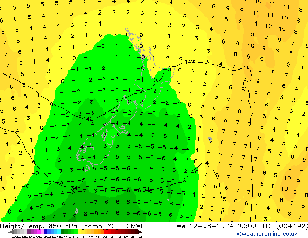 Z500/Regen(+SLP)/Z850 ECMWF wo 12.06.2024 00 UTC