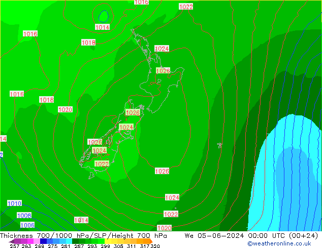 700-1000 hPa Kalınlığı ECMWF Çar 05.06.2024 00 UTC