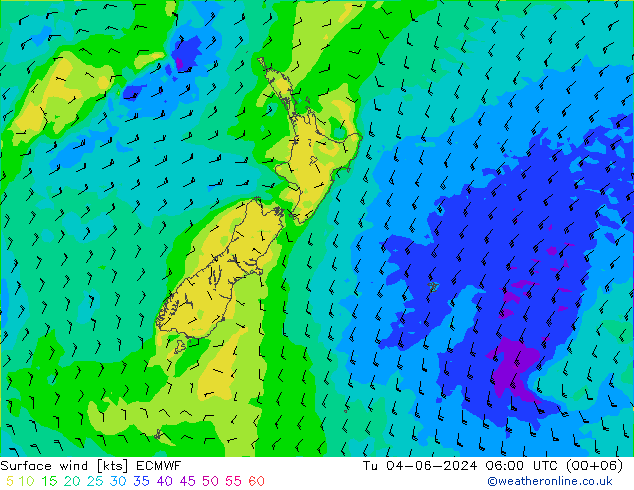 Vento 10 m ECMWF mar 04.06.2024 06 UTC