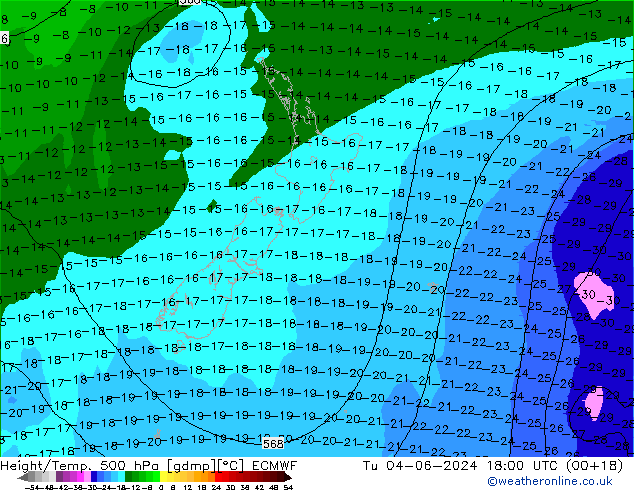 Z500/Rain (+SLP)/Z850 ECMWF Ter 04.06.2024 18 UTC