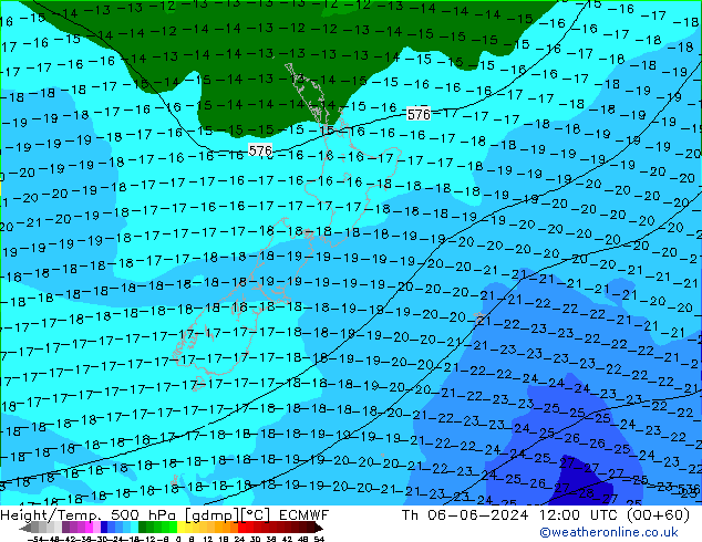 Z500/Rain (+SLP)/Z850 ECMWF Čt 06.06.2024 12 UTC