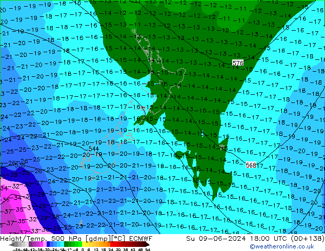 Z500/Rain (+SLP)/Z850 ECMWF So 09.06.2024 18 UTC