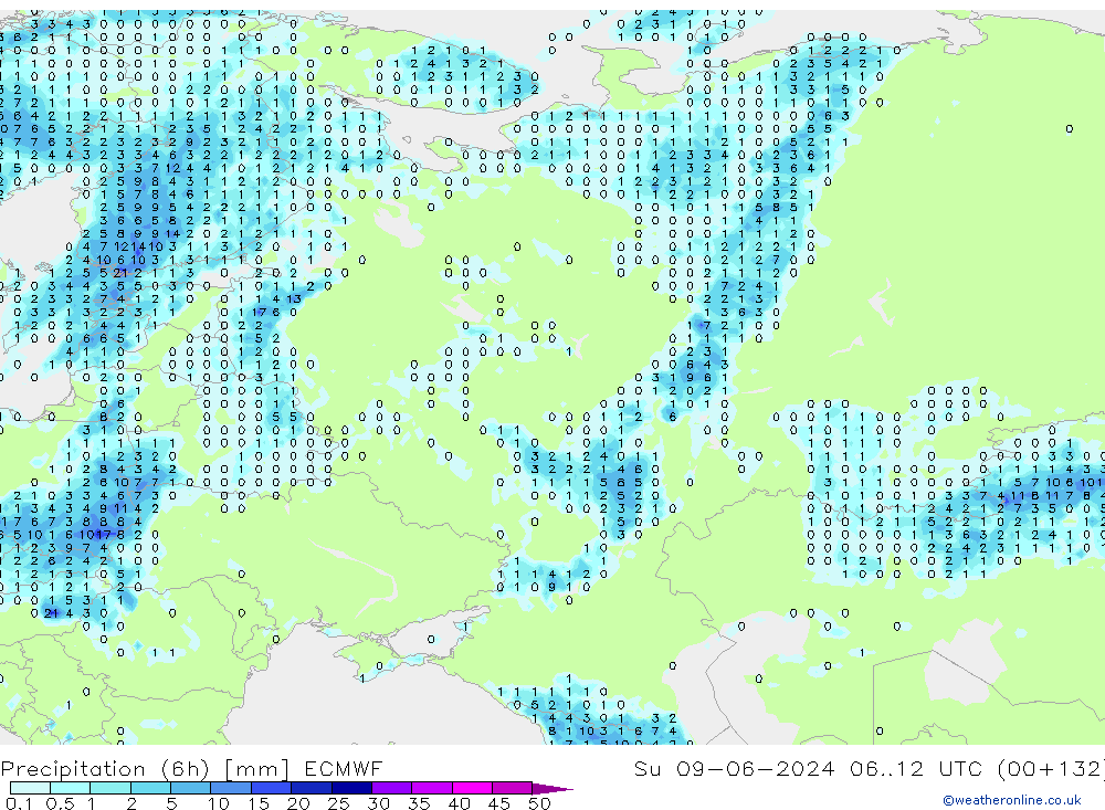 Z500/Rain (+SLP)/Z850 ECMWF Dom 09.06.2024 12 UTC