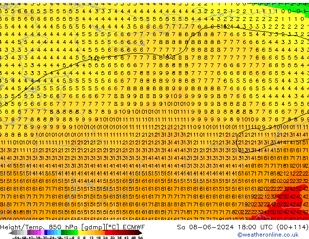 Z500/Rain (+SLP)/Z850 ECMWF So 08.06.2024 18 UTC