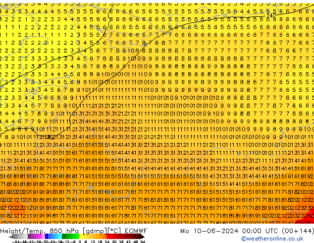 Z500/Rain (+SLP)/Z850 ECMWF Mo 10.06.2024 00 UTC