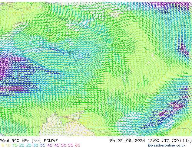 Wind 500 hPa ECMWF Sa 08.06.2024 18 UTC