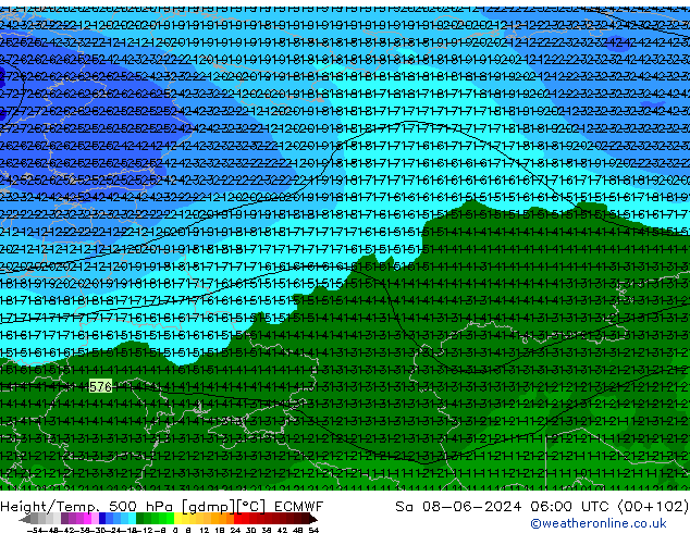 Z500/Regen(+SLP)/Z850 ECMWF za 08.06.2024 06 UTC