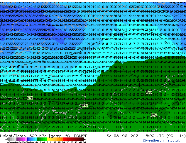 Z500/Rain (+SLP)/Z850 ECMWF So 08.06.2024 18 UTC