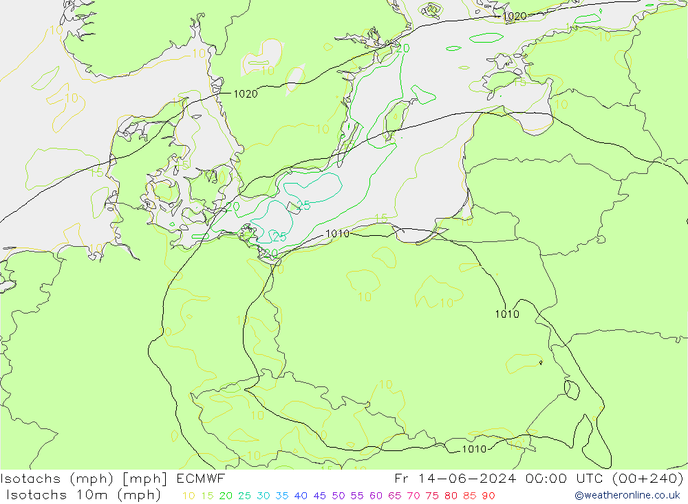 Isotachs (mph) ECMWF  14.06.2024 00 UTC