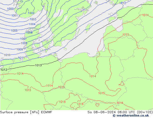 pressão do solo ECMWF Sáb 08.06.2024 06 UTC