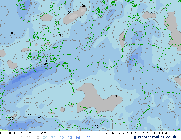 RH 850 hPa ECMWF  08.06.2024 18 UTC