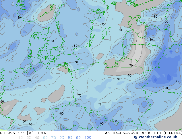 RH 925 hPa ECMWF Mo 10.06.2024 00 UTC