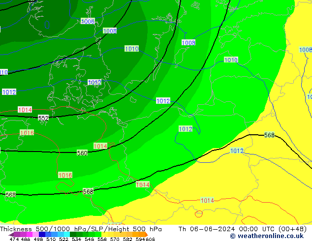 Thck 500-1000hPa ECMWF Čt 06.06.2024 00 UTC