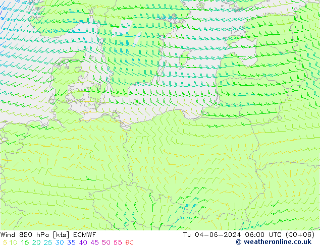 Rüzgar 850 hPa ECMWF Sa 04.06.2024 06 UTC