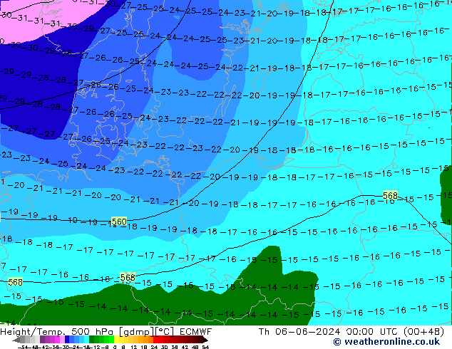 Z500/Rain (+SLP)/Z850 ECMWF Qui 06.06.2024 00 UTC