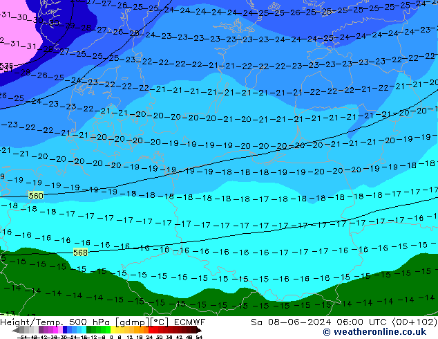 Z500/Rain (+SLP)/Z850 ECMWF sáb 08.06.2024 06 UTC