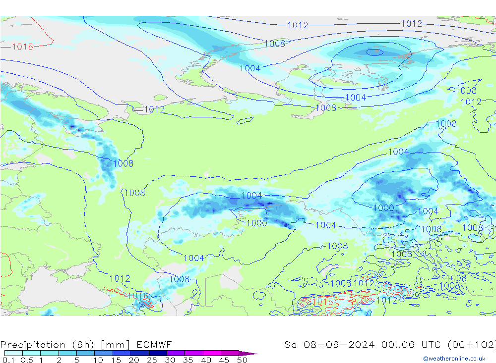 Z500/Rain (+SLP)/Z850 ECMWF Sa 08.06.2024 06 UTC