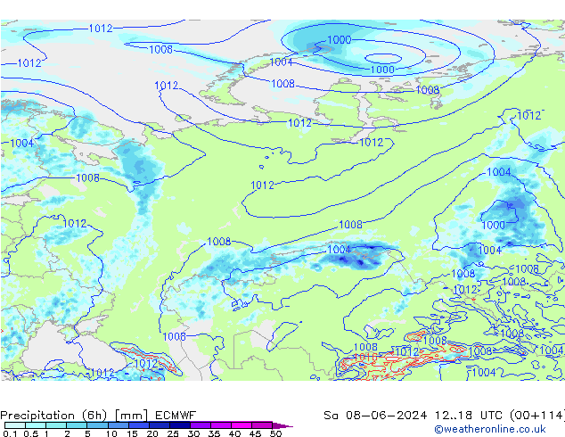 Z500/Rain (+SLP)/Z850 ECMWF sáb 08.06.2024 18 UTC