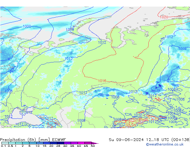 Z500/Regen(+SLP)/Z850 ECMWF zo 09.06.2024 18 UTC