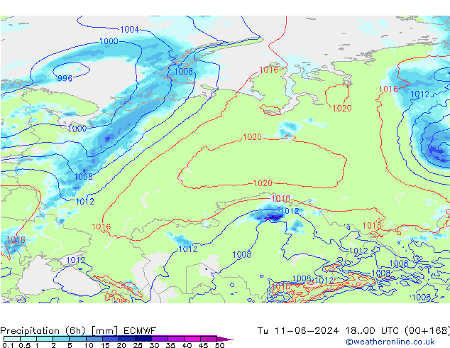 Z500/Yağmur (+YB)/Z850 ECMWF Sa 11.06.2024 00 UTC