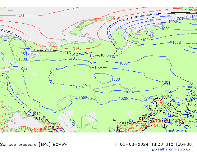 ciśnienie ECMWF czw. 06.06.2024 18 UTC