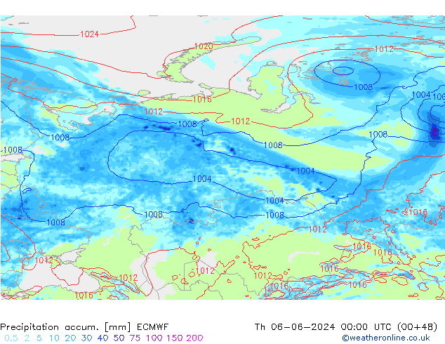 Precipitation accum. ECMWF Th 06.06.2024 00 UTC