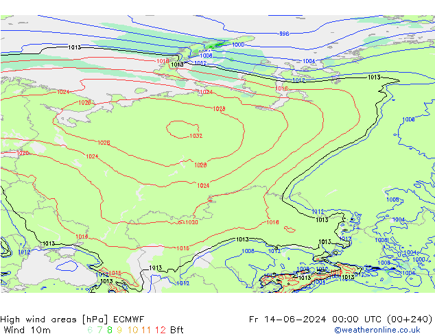 Windvelden ECMWF vr 14.06.2024 00 UTC