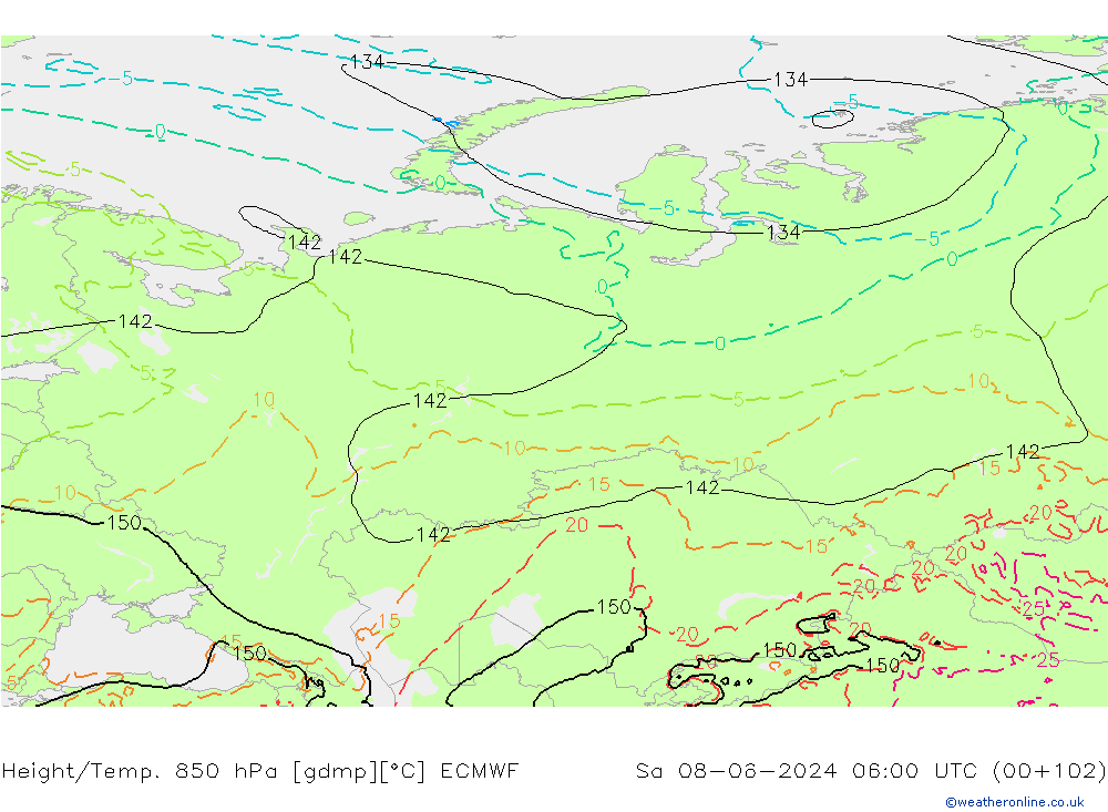 Z500/Rain (+SLP)/Z850 ECMWF Sa 08.06.2024 06 UTC