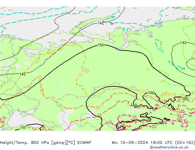 Height/Temp. 850 hPa ECMWF Mo 10.06.2024 18 UTC