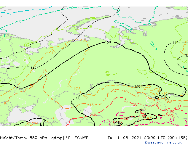 Z500/Yağmur (+YB)/Z850 ECMWF Sa 11.06.2024 00 UTC