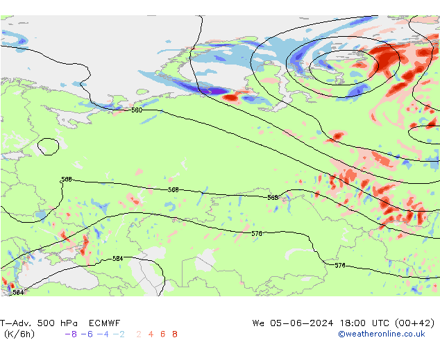 T-Adv. 500 hPa ECMWF Qua 05.06.2024 18 UTC