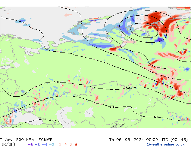 T-Adv. 500 hPa ECMWF Th 06.06.2024 00 UTC