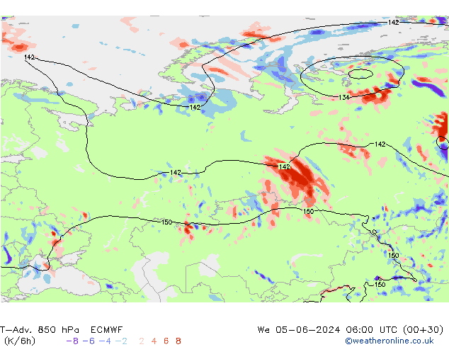 T-Adv. 850 hPa ECMWF We 05.06.2024 06 UTC