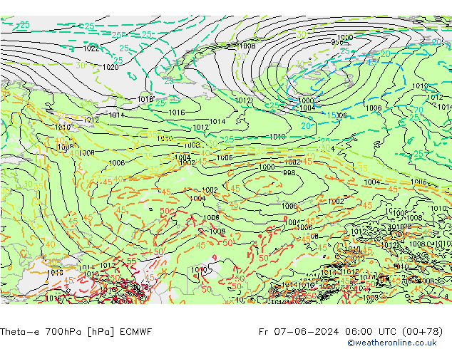 Theta-e 700hPa ECMWF pt. 07.06.2024 06 UTC