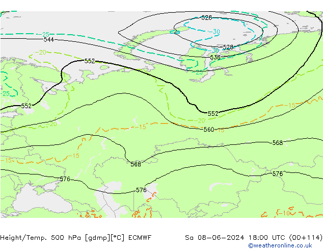 Z500/Rain (+SLP)/Z850 ECMWF sáb 08.06.2024 18 UTC