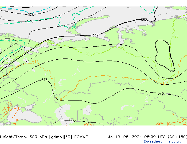 Z500/Yağmur (+YB)/Z850 ECMWF Pzt 10.06.2024 06 UTC