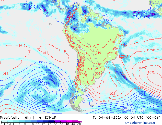 Z500/Rain (+SLP)/Z850 ECMWF Tu 04.06.2024 06 UTC