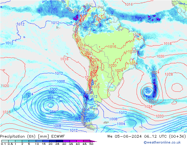 Z500/Rain (+SLP)/Z850 ECMWF We 05.06.2024 12 UTC