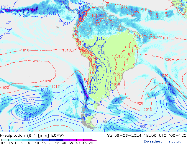 Z500/Rain (+SLP)/Z850 ECMWF dim 09.06.2024 00 UTC