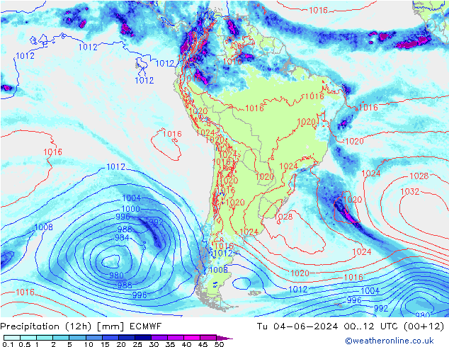 Nied. akkumuliert (12Std) ECMWF Di 04.06.2024 12 UTC