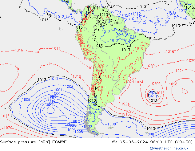 Yer basıncı ECMWF Çar 05.06.2024 06 UTC