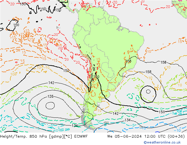 Z500/Rain (+SLP)/Z850 ECMWF We 05.06.2024 12 UTC