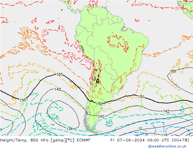 Z500/Rain (+SLP)/Z850 ECMWF Fr 07.06.2024 06 UTC